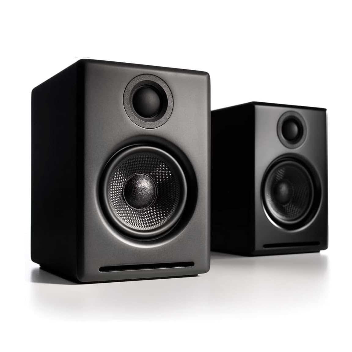 Audioengine A2+ powered desktop speakers — compact, black, built-in USB DAC