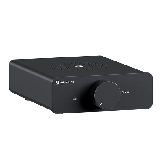 Fosi Audio V3 stereo amplifier — Class D TPA3255, compact, black