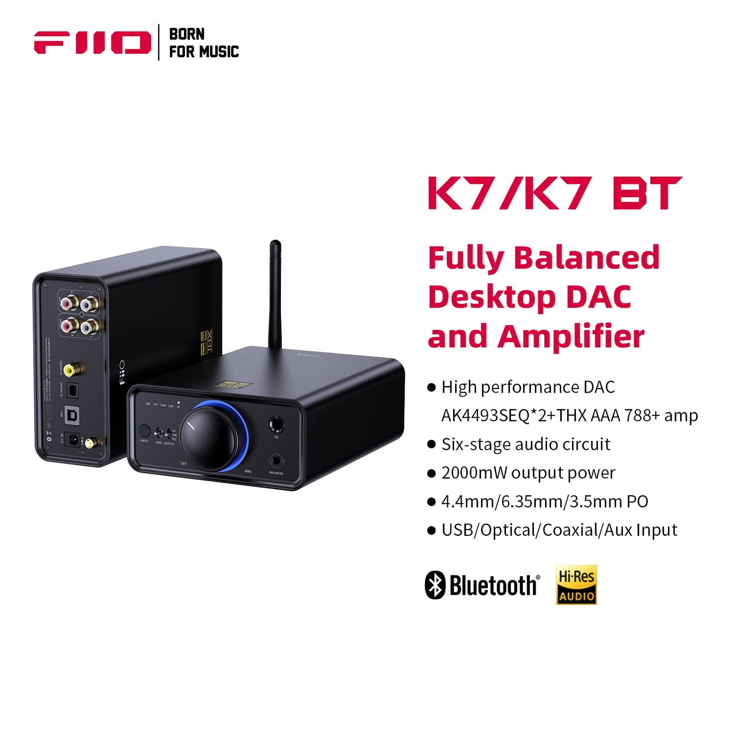 FiiO K7 BT — full product top view
