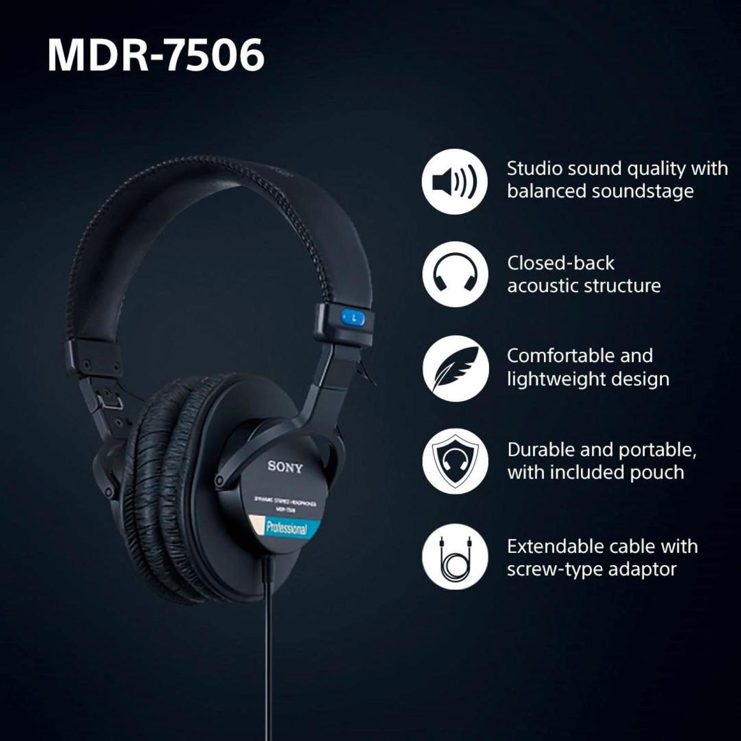 Sony MDR-7506 — full product with accessories