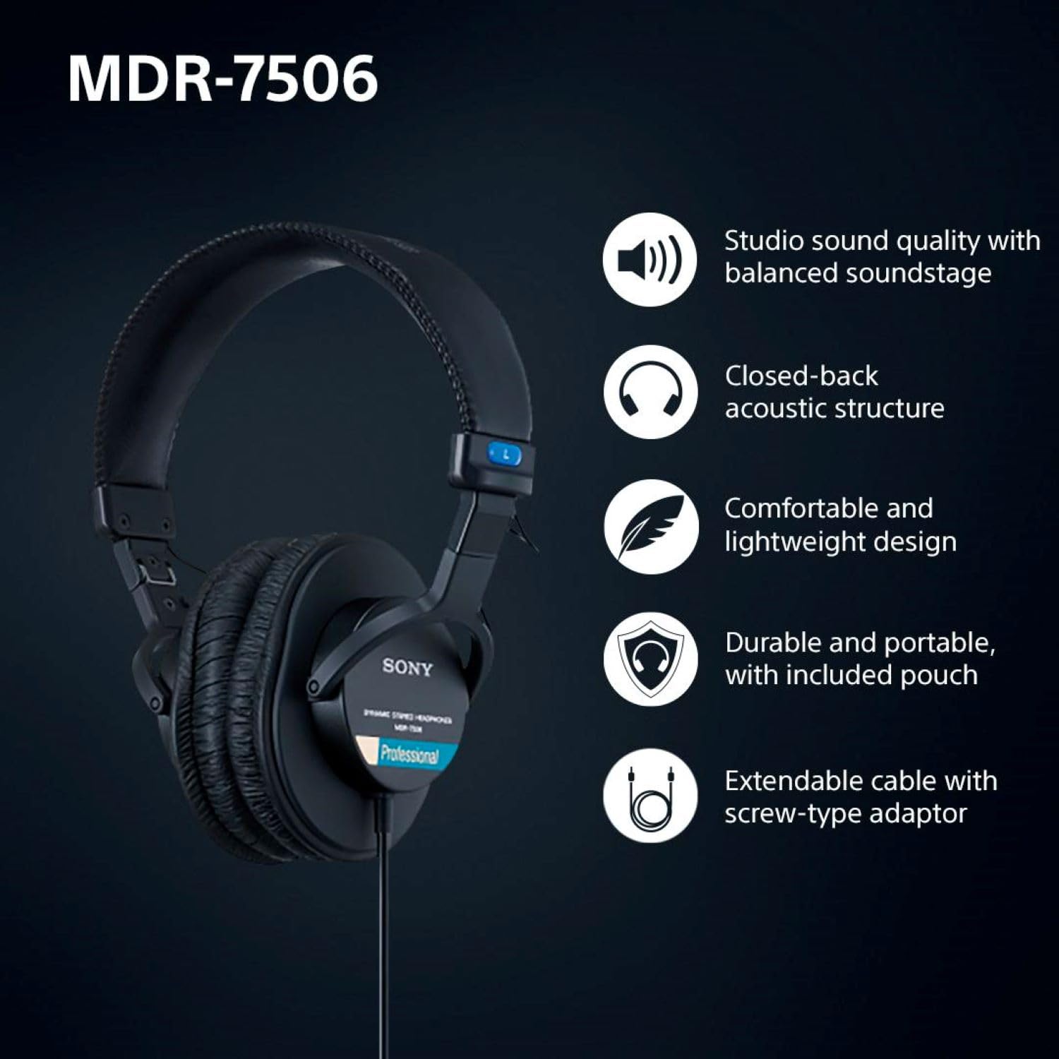 Sony MDR-7506 — full product with accessories