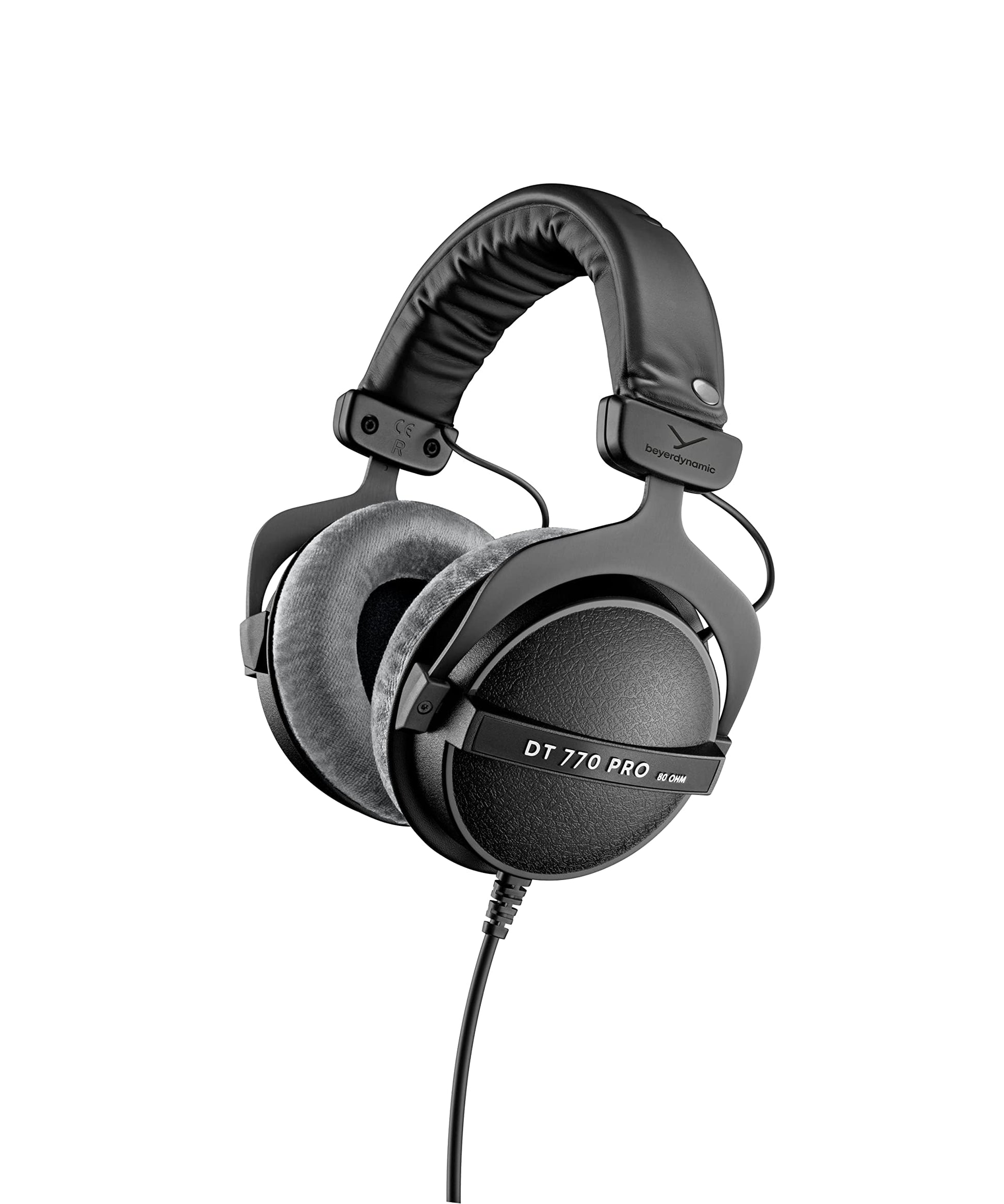 beyerdynamic DT 770 Pro 80 Ohm closed-back headphones — straight cable, black velour pads